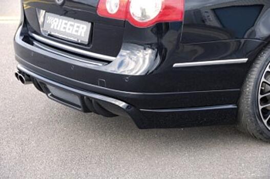 Юбка заднего бампера VW Passat B6 3C универсал левое расположение гл-ля Carbon-Look RIEGER 00099777 
