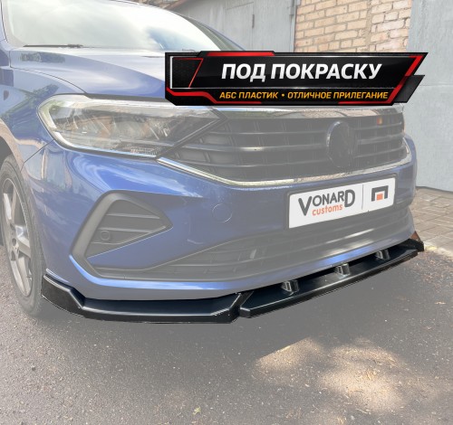 Сплиттер переднего бампера VW Polo 6 Liftback (агрессивный) - под покраску