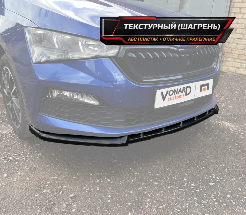 Сплиттер переднего бампера Skoda Rapid 2 V2 (острый) - текстура артикул SRA-2-FS2T Vonard customs | by vonard-tuning