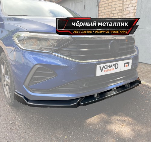 Сплиттер переднего бампера VW Polo 6 Liftback (агрессивный) - черный металлик артикул VWPO-6-FS1M  Vonard customs | by vonard-tuning