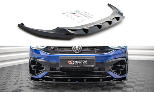 Сплиттер переднего бампера (с рёбрами) VW Tiguan 2 R рестайл VW-TI-2F-R-FD3 