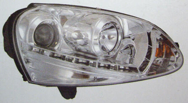 Фары передние на VW Golf 5 LED с диодной полосой хром VWGLF04-004H-N / 2214585 SK3400-GLF03